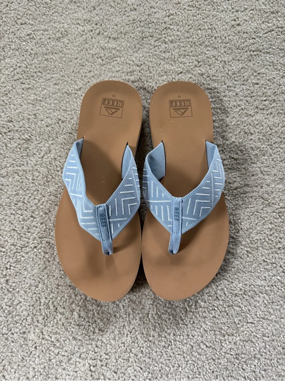 Reef Womens Light Blue Flip Flop Sandals Spring Woven Cushion Comfort Size 10